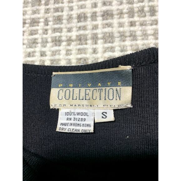 Vintage Marshall Fields Private Collection Womens S Black Fitted Wool Dress - Picture 5 of 6